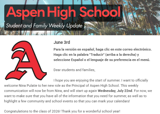 Wednesday, June 3rd Principal Newsletter